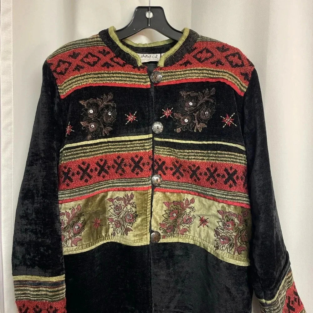 Flashback Front Button Jacket Black Rust